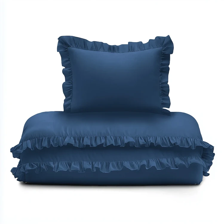 pościel dziecięca 100x135 z falbanką denim