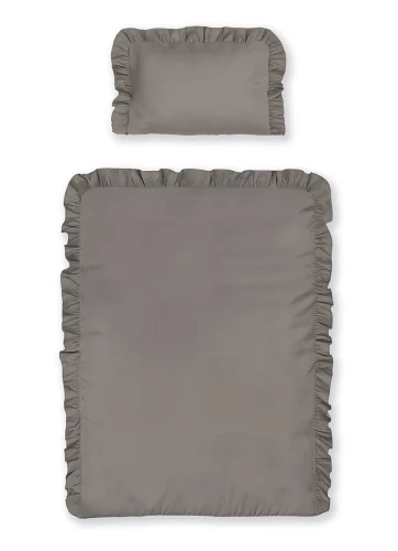 komplet pościeli dziecięcej z falbaną ciepłoszary mayamoo