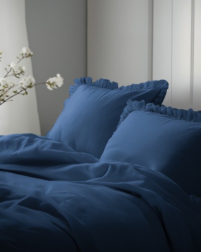 komplet pościeli z falbanką denim