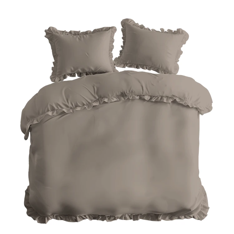 pościel z falbaną taupe detexpol