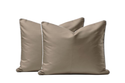 poszewka 70x80 z makosatyny taupe z lamówką