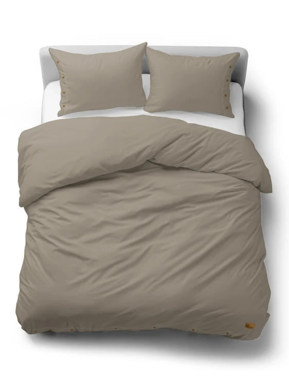 pościel 220x200 bawełniana z ozdobnymi guziczkami taupe detexpol 200x220