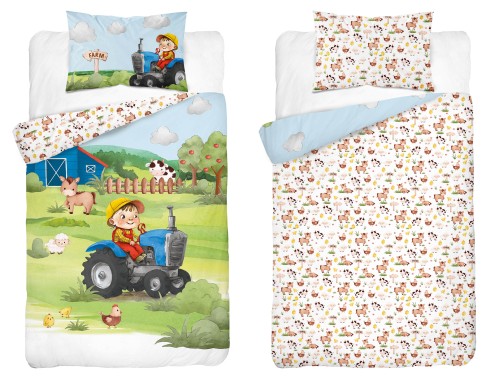 poduszka i kołderka farmer wieś dla chłopca