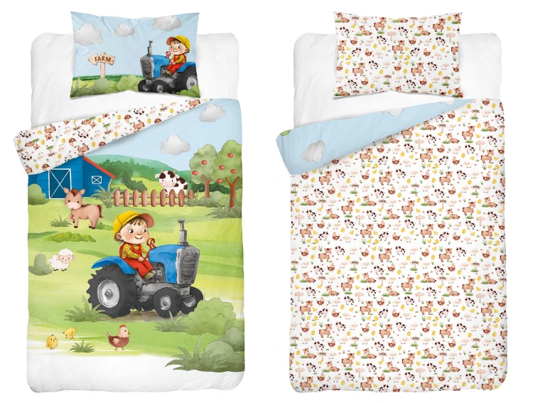 poduszka i kołderka farmer wieś dla chłopca