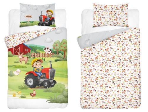 poduszka i kołderka farmer wieś dla chłopca