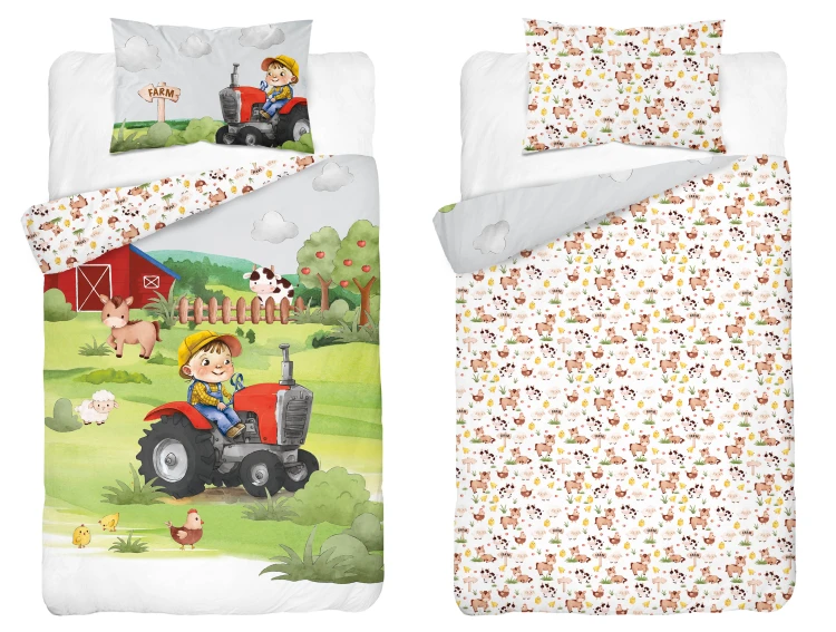 poduszka i kołderka farmer wieś dla chłopca