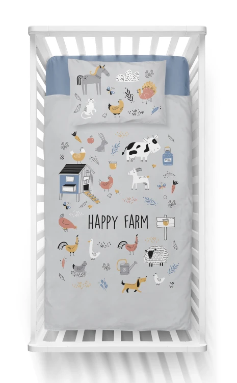 pościel dziecięca 100x135 zwierzątka farma detexpol 4783B