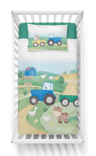 pościel dziecięca 90x120 traktor niebieski detexpol 4785B