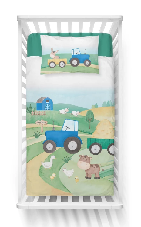 pościel dziecięca 90x120 traktor niebieski detexpol 4785B