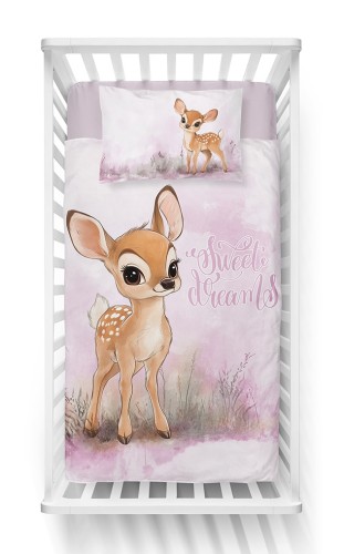 pościel dziecięca 100x135 różowa jelonek bambi detexpol 5568B