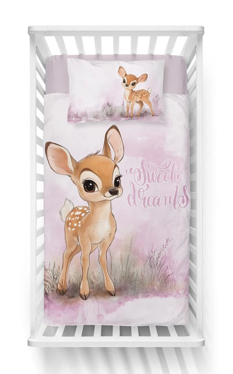 pościel dziecięca 100x135 różowa jelonek bambi detexpol 5568B
