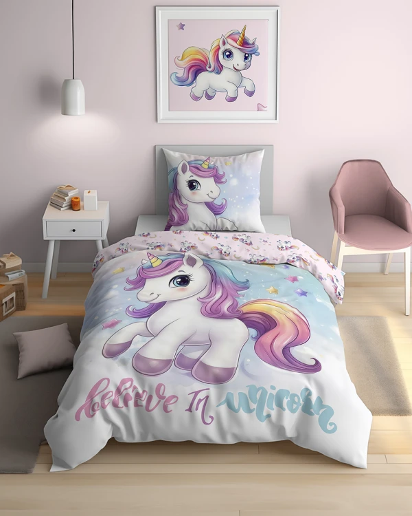 komplet pościeli bawełnianej 140x200+70x80 magiczny konik