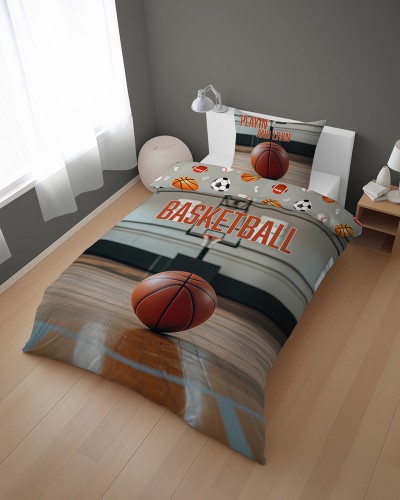 komplet pościeli bawełnianej 160x200+70x80 koszykówka