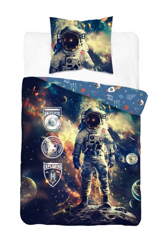 pościel bawełniana 140x200 astronauta NASA detexpol 5869A