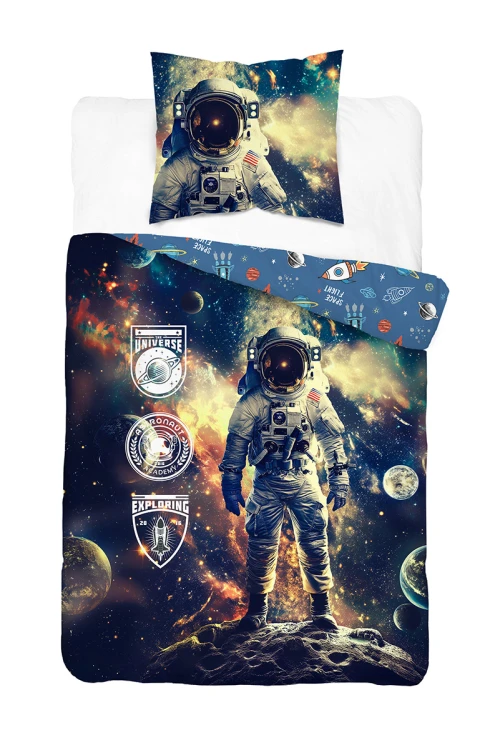 pościel bawełniana 160x200 astronauta NASA detexpol 5869A