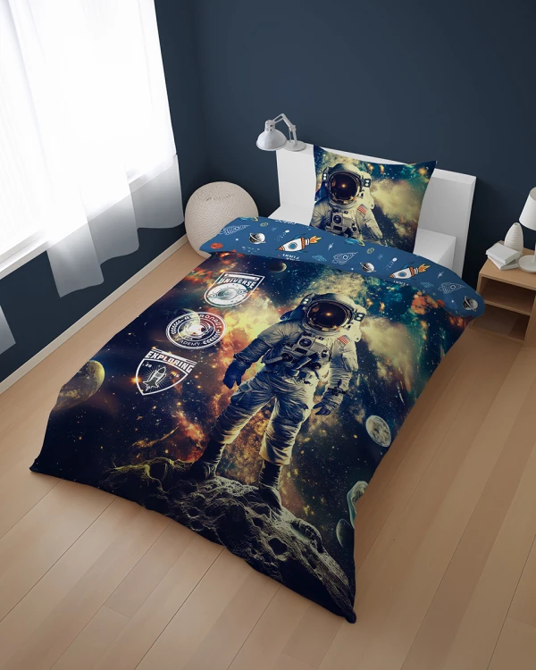 komplet pościeli bawełnianej 160x200+70x80 kosmos galaktyka