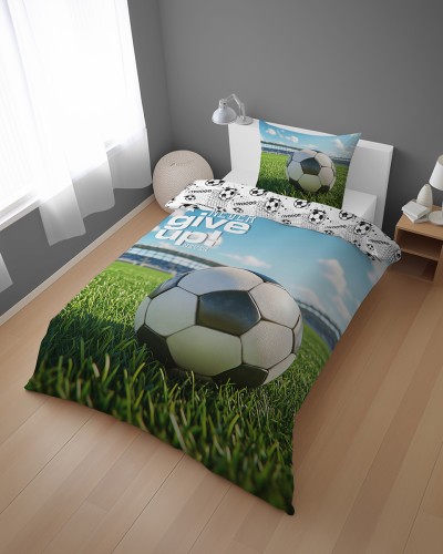 komplet pościeli bawełnianej 140x200+70x80 piłka nożna