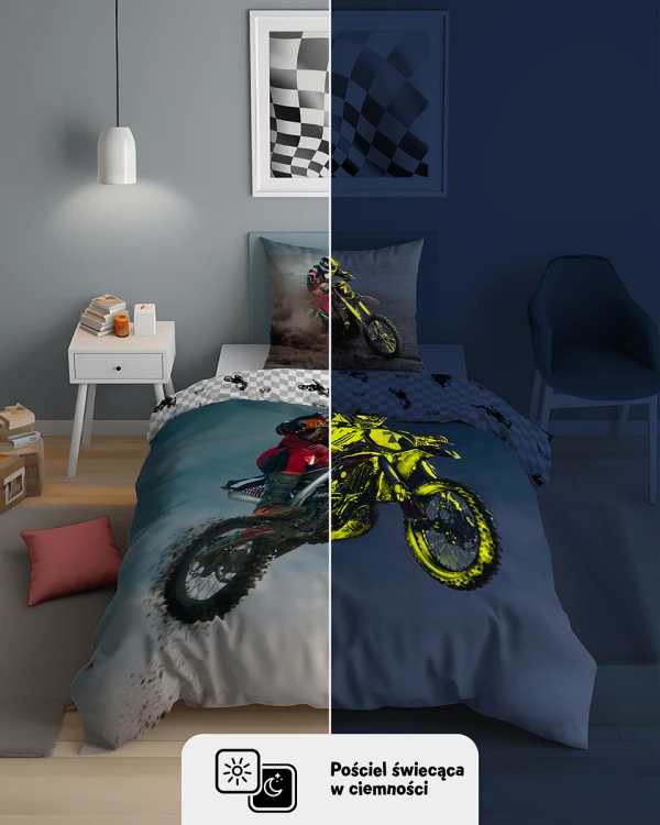 pościel bawełniana 160x200 cros motocykl detexpol 5843A