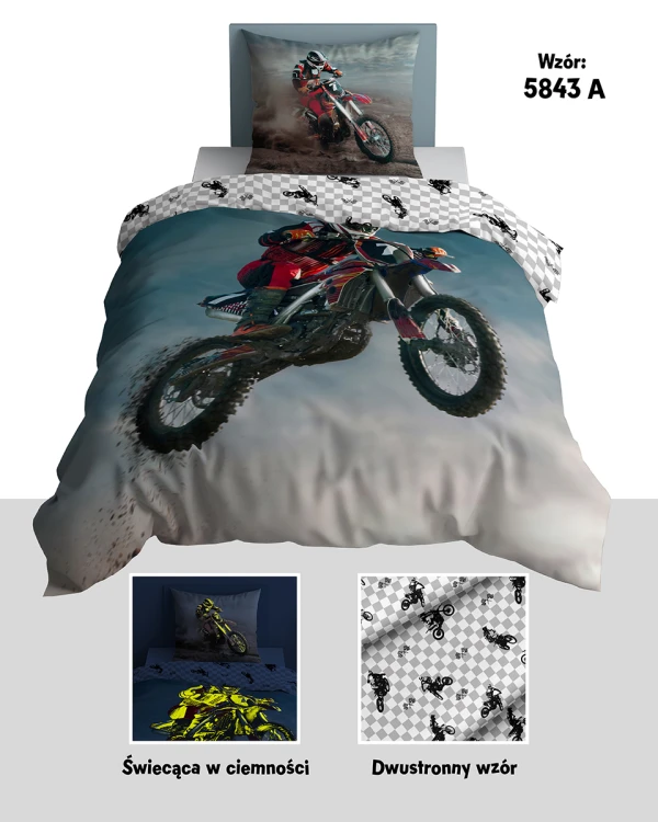 pościel młodzieżowa motocykl cros glow