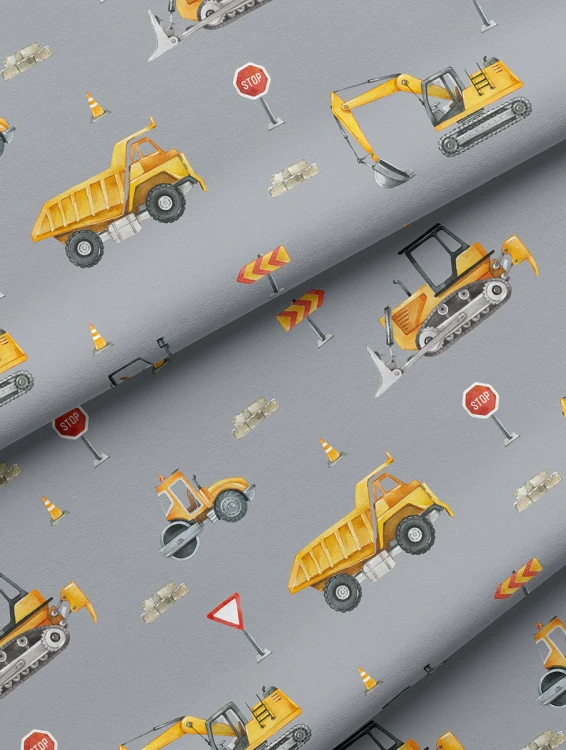 pościel dwustronna 5846A materiał koparki