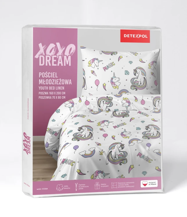 pościel biała unicorn 5725A opakowanie