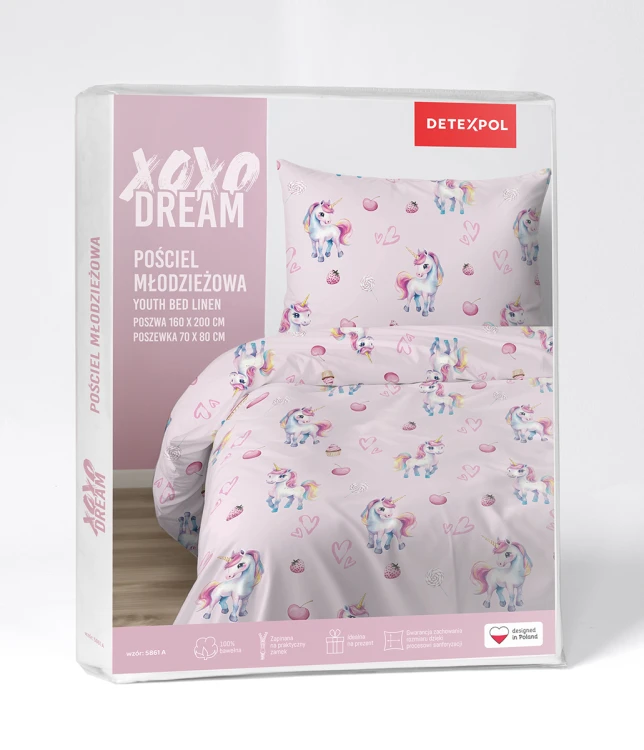 pościel różowa unicorn 5861A opakowanie