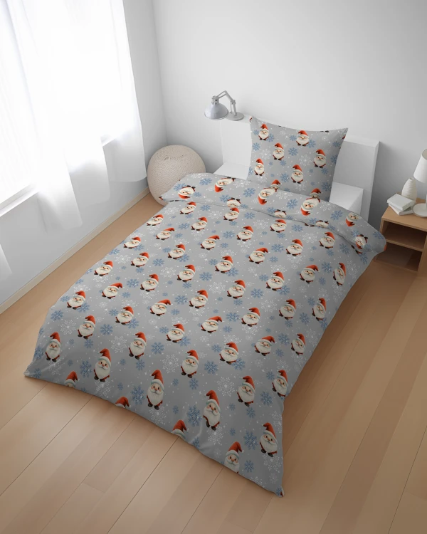 komplet pościeli bawełnianej 160x200+70x80 mikołaj świąteczna