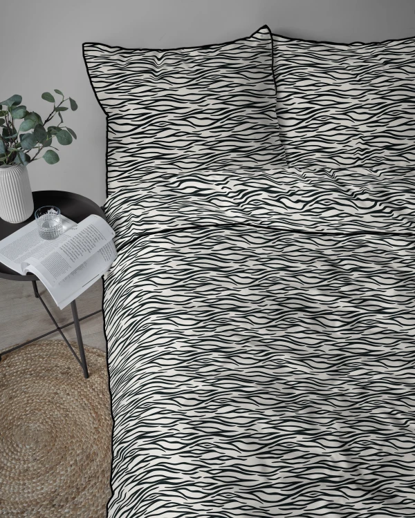 kołdra i poduszka z perkalu bawełnianego zebra print