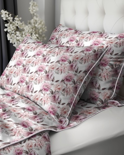 komplet pościeli z perkalu bawełnianego z bizą 200x220