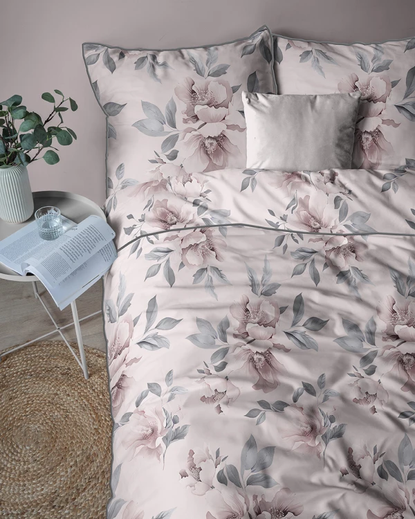 kołdra i poduszka z perkalu bawełnianego pink peonies