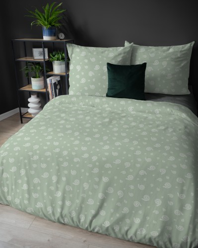 komplet pościeli flanelowej wzór paisley zielony 220x200