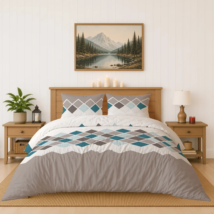 pościel z flaneli bawełnianej wzór geometryczny