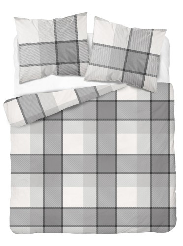 pościel 160x200 flanelowa bawełna kratka 6037B detexpol