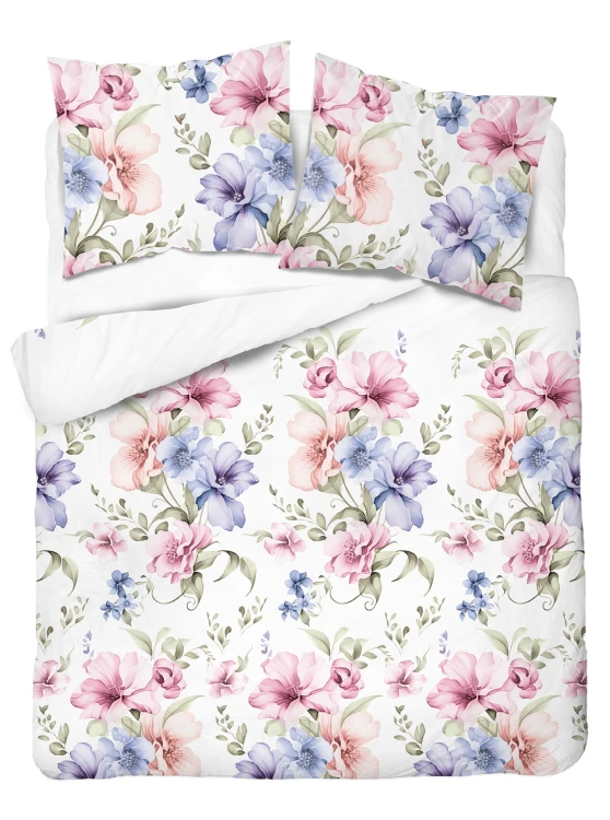 pościel 160/220 flanelowa bawełna kwiaty 6041A detexpol