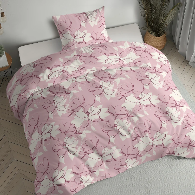 komplet pościeli 140x200 flanelowej kwiaty wiśni japońskiej