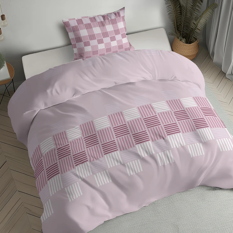 komplet pościeli 140x200 flanelowej róż różowa