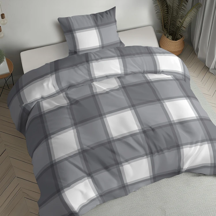 komplet pościeli 140x200 flanelowej kratka krata szkocka