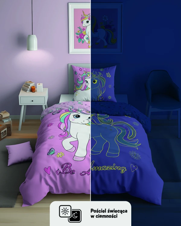 komplet pościeli magiczny koń konik różowy
