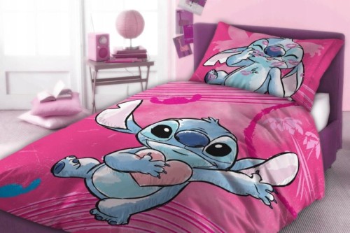 komplet pościeli bawełnianej stitch lilo różowa disney