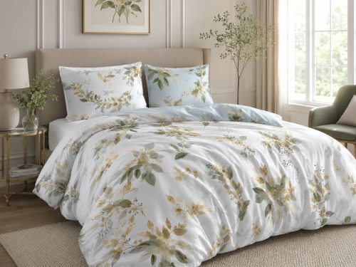 komplet pościeli 220x200 bawełna listki boho flovery