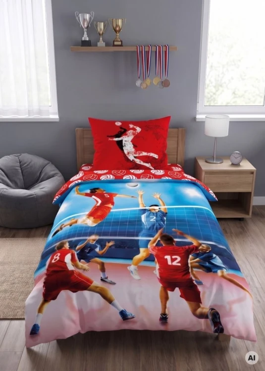 komplet pościel do pokoju nastolatka piłka siatkowa