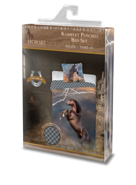 pościel dla nastolatka 160x200 do pokoju koń horse mustang aranżacja